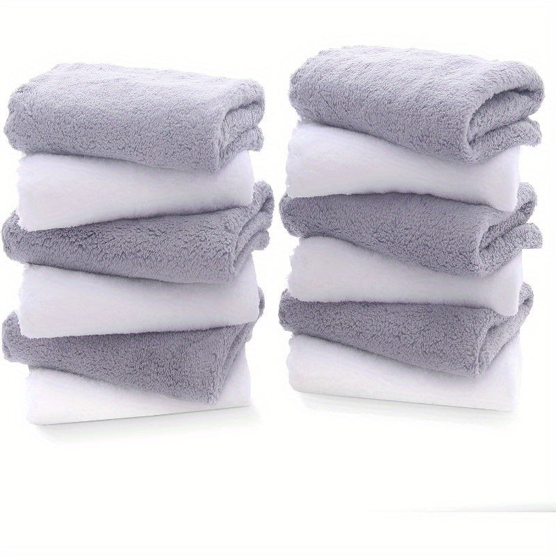 12pcs Washcloths Set Quick Drying Soft Microfiber Coral Velvet Highly Absorbent