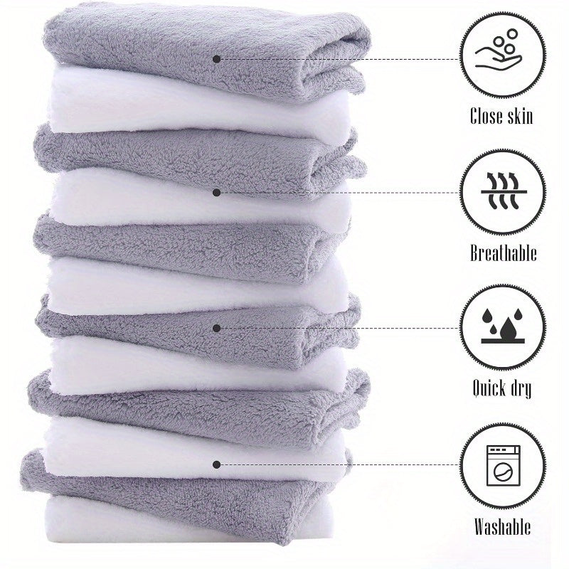 12pcs Washcloths Set Quick Drying Soft Microfiber Coral Velvet Highly Absorbent