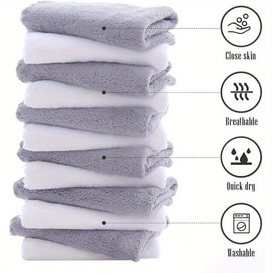 12pcs Washcloths Set Quick Drying Soft Microfiber Coral Velvet Highly Absorbent