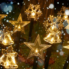 5pcs Star Snowflake Bell LED Lights Christmas Tree Decor