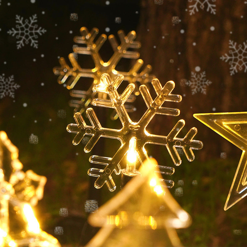 5pcs Star Snowflake Bell LED Lights Christmas Tree Decor