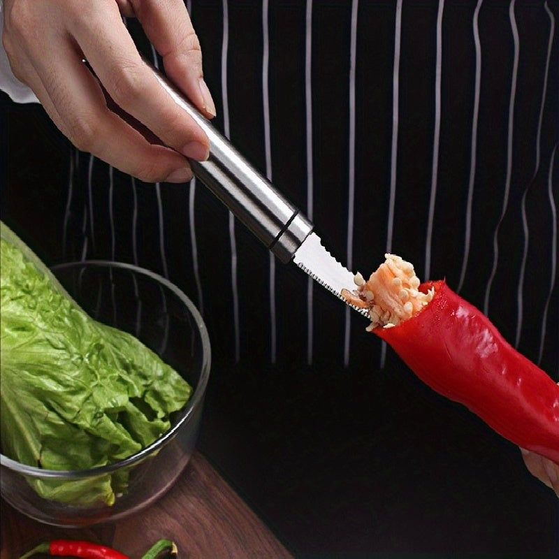 Stainless Steel Pepper Seed Corer Remover Tool - Easy Seed Removal