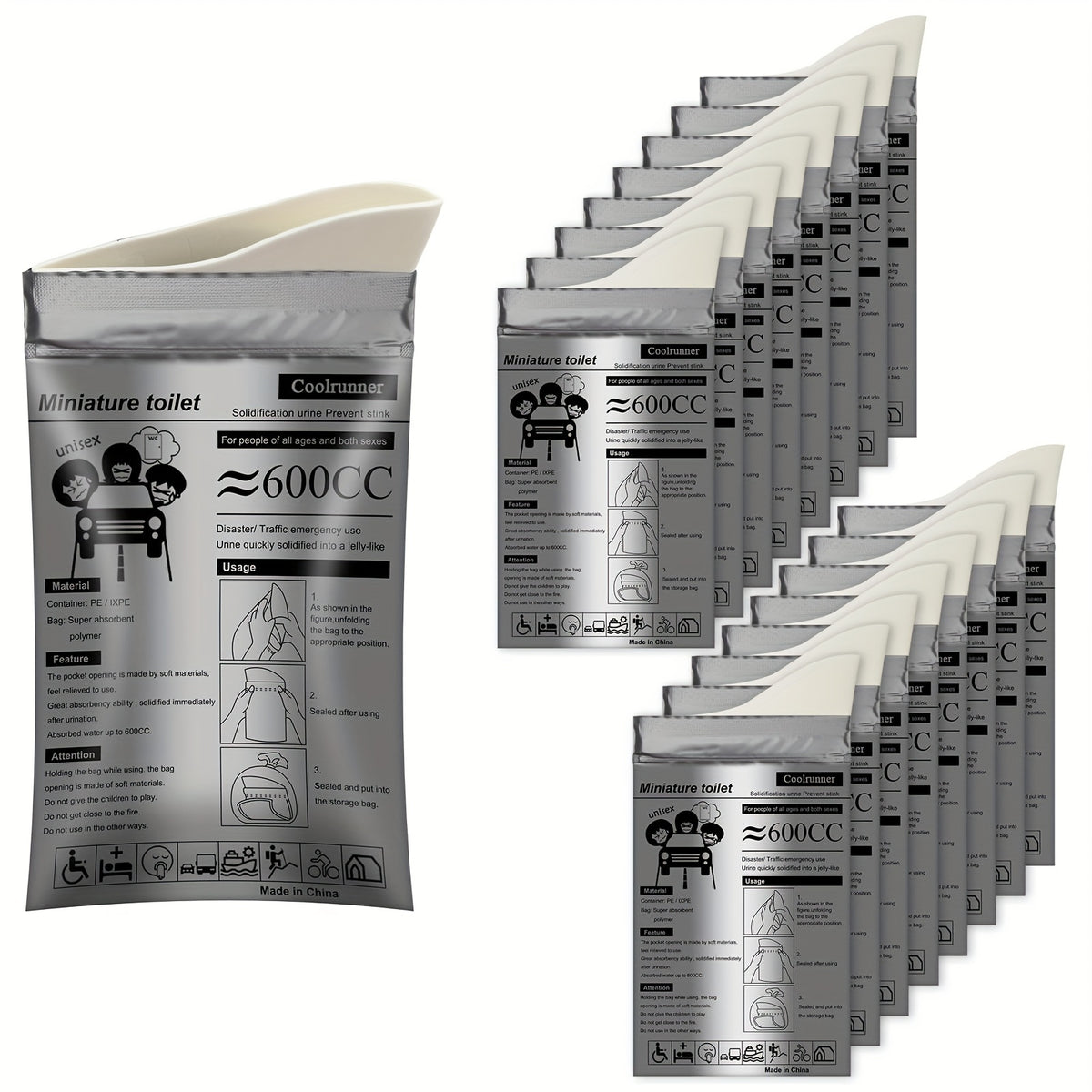 20pcs Camping Pee Bags Disposable Urinals & Vomiting Bags