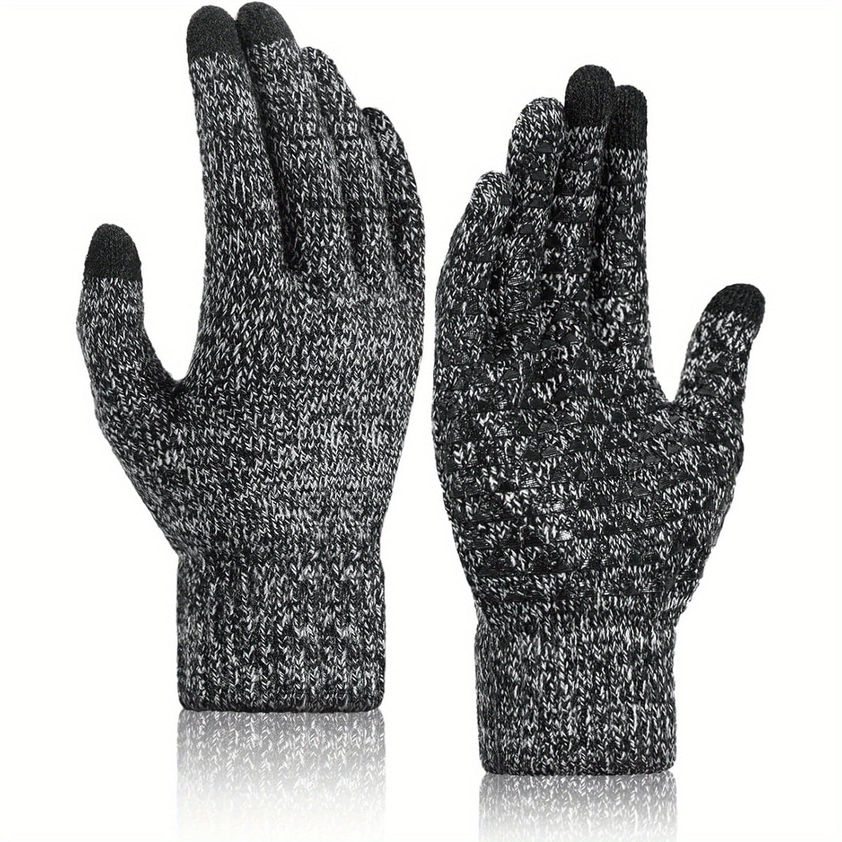 2 Pairs Winter Touch Screen Knit Gloves Anti Slip Thermal Gloves