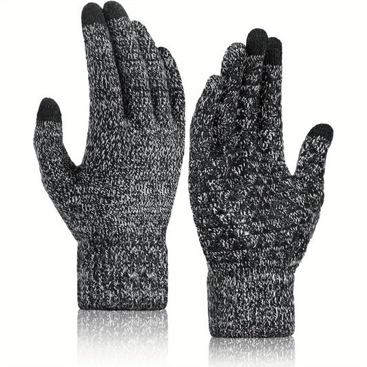 2 Pairs Winter Touch Screen Knit Gloves Anti Slip Thermal Gloves