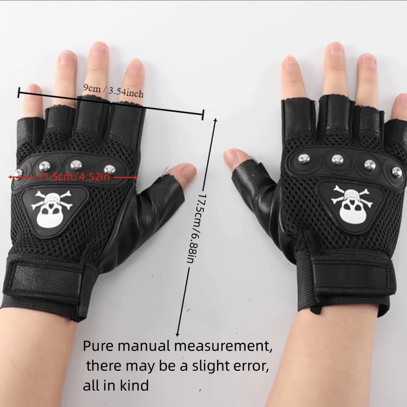 Skull Rivets Half finger Gloves Outdoor Sports Climbing Cycling Gloves