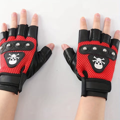 Skull Rivets Half finger Gloves Outdoor Sports Climbing Cycling Gloves