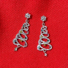 Christmas Tree Dangle Earrings Zircon Festive Jewelry