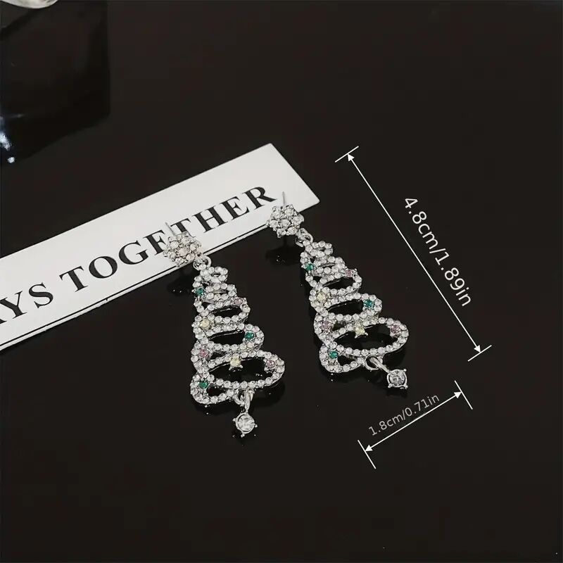 Christmas Tree Dangle Earrings Zircon Festive Jewelry