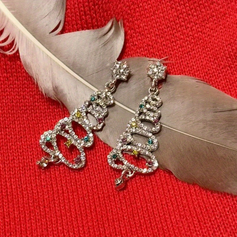 Christmas Tree Dangle Earrings Zircon Festive Jewelry