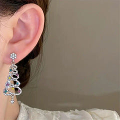 Christmas Tree Dangle Earrings Zircon Festive Jewelry