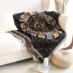 Boho Knitted Outdoor Camping Psychedelic Tassel Blanket