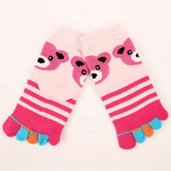Kids' Bear Five Toes Short Cotton Sports Socks