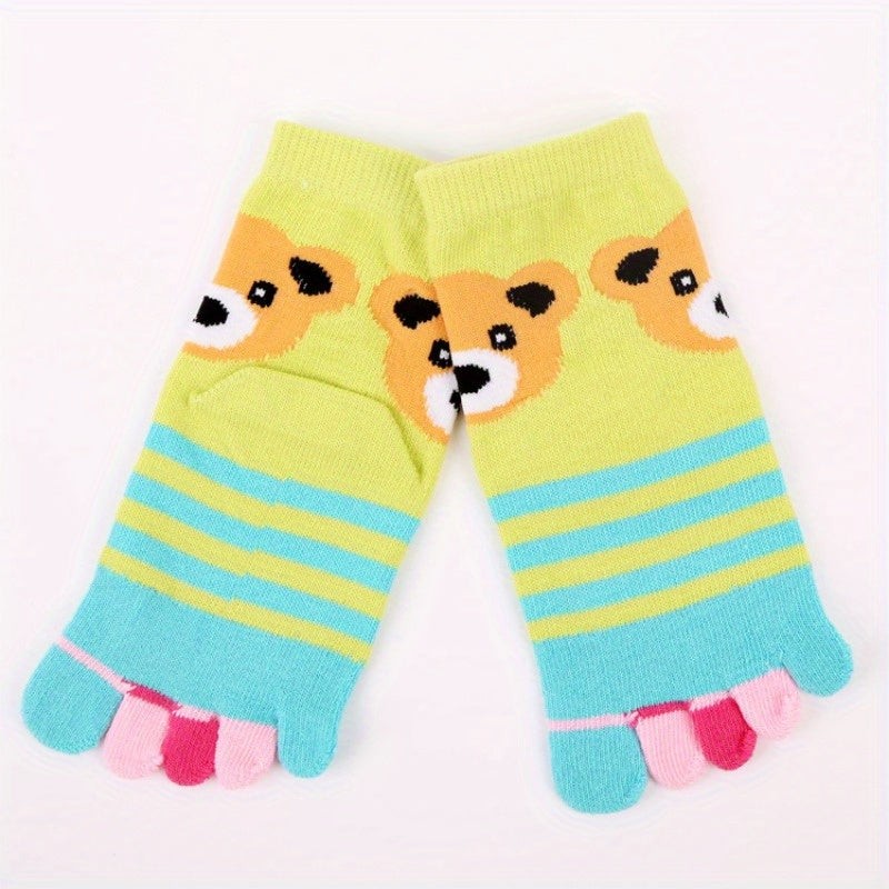 Kids' Bear Five Toes Short Cotton Sports Socks