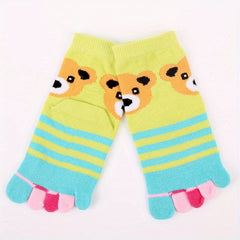 Kids' Bear Five Toes Short Cotton Sports Socks