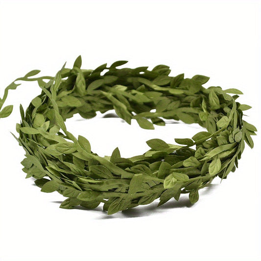 10M Artificial Vines Leaves Trim Ribbon for Home Wedding Decor