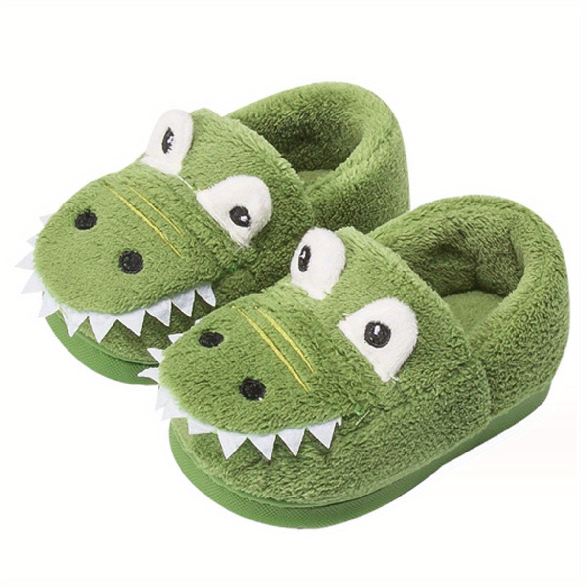 Dino Furry House Shoes for Boys - Non Slip Soft Bottom Shoe
