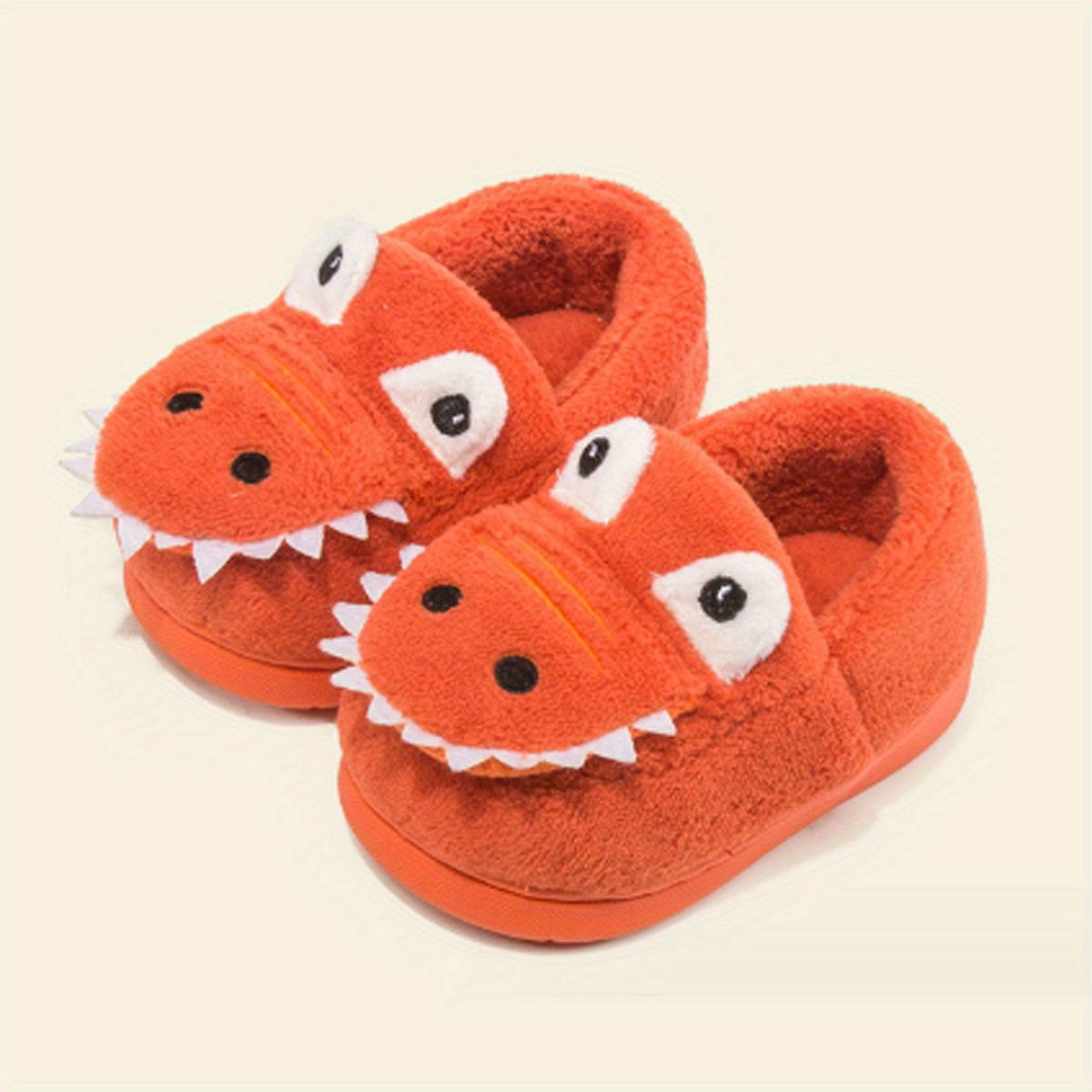 Dino Furry House Shoes for Boys - Non Slip Soft Bottom Shoe