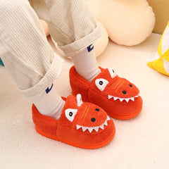 Dino Furry House Shoes for Boys - Non Slip Soft Bottom Shoe