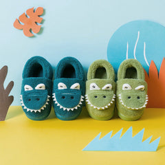 Dino Furry House Shoes for Boys - Non Slip Soft Bottom Shoe