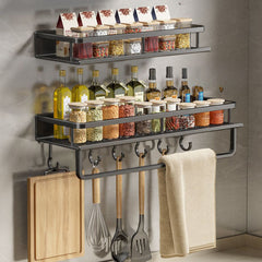 Multifunctional Kitchen Rack Seasoning Storage Shelf Wall Mounted