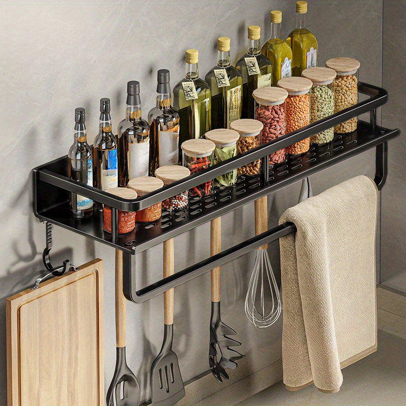 Multifunctional Kitchen Rack Seasoning Storage Shelf Wall Mounted