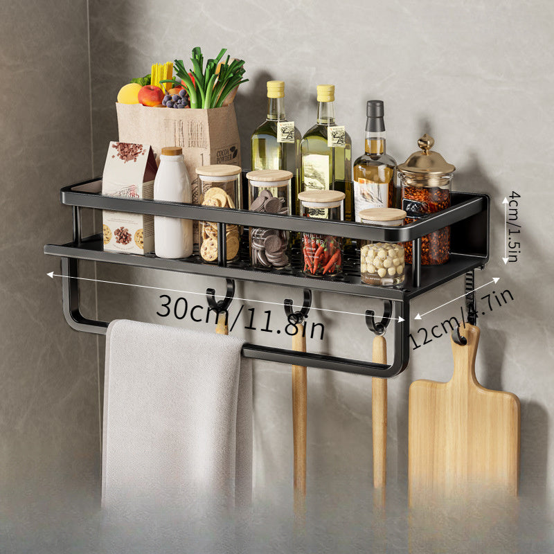 Multifunctional Kitchen Rack Seasoning Storage Shelf Wall Mounted