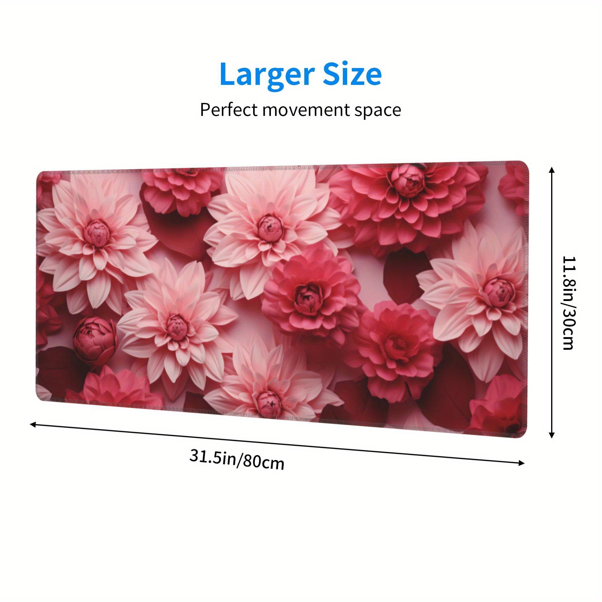 Pink Flower Desk Pad Protector Mouse Pad Mat for Office and Home
