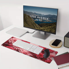 Pink Flower Desk Pad Protector Mouse Pad Mat for Office and Home