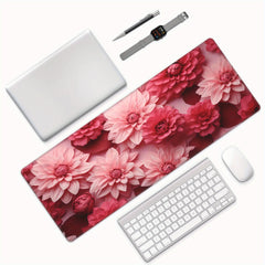 Pink Flower Desk Pad Protector Mouse Pad Mat for Office and Home
