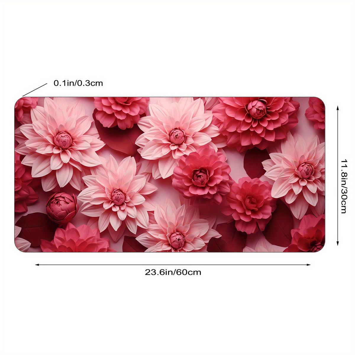 Pink Flower Desk Pad Protector Mouse Pad Mat for Office and Home