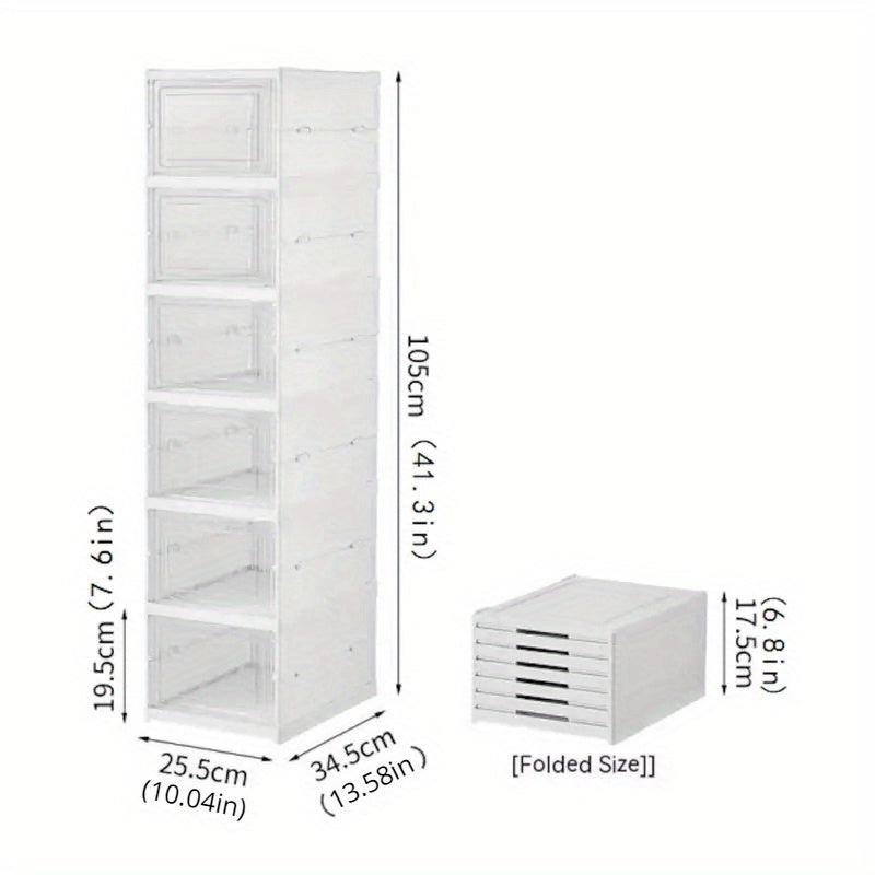 1pc Folding Shoe Box Plastic Shoes Storage Box Organizer