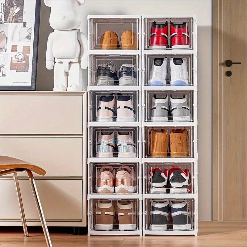 1pc Folding Shoe Box Plastic Shoes Storage Box Organizer