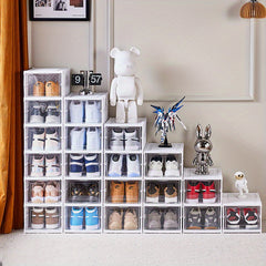 1pc Folding Shoe Box Plastic Shoes Storage Box Organizer