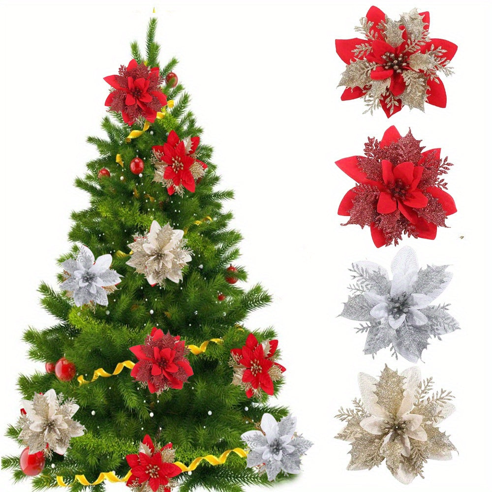 Glittered Red Flower Christmas Wreath Tree Ornament