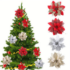 Glittered Red Flower Christmas Wreath Tree Ornament