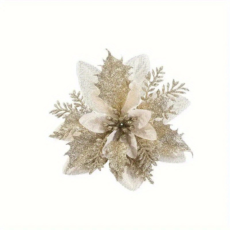 Glittered Red Flower Christmas Wreath Tree Ornament