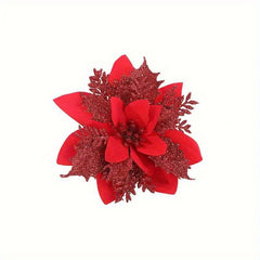 Glittered Red Flower Christmas Wreath Tree Ornament