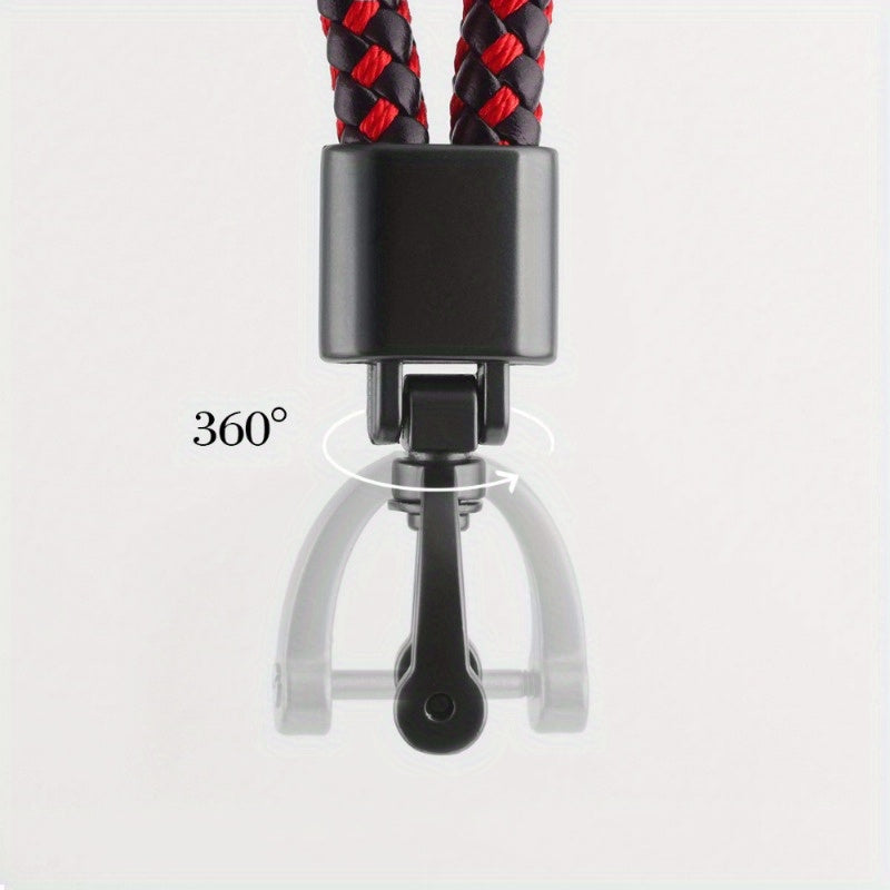 1pc Rotatable Key Chain Faux Leather Buckle Ring Outdoor Carabiners Accessories