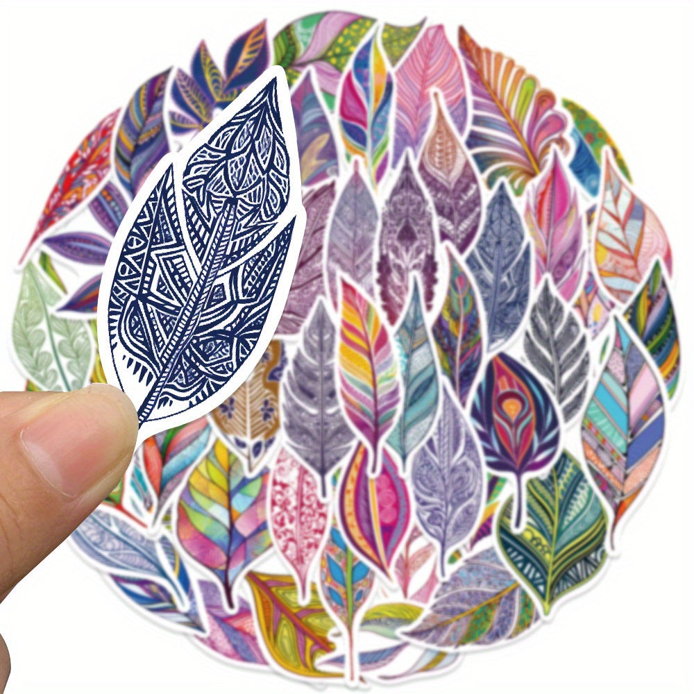 50pcs Cartoon Plant Leaf Stickers for Books Laptops - Cute Decorative Decal