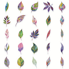50pcs Cartoon Plant Leaf Stickers for Books Laptops - Cute Decorative Decal