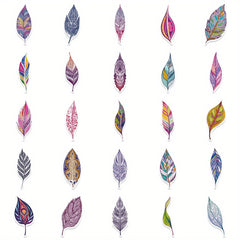 50pcs Cartoon Plant Leaf Stickers for Books Laptops - Cute Decorative Decal