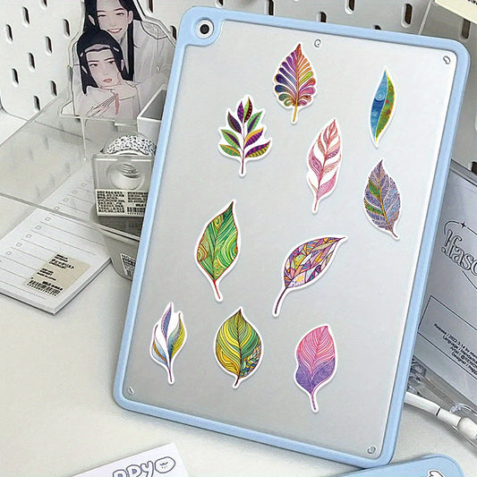 50pcs Cartoon Plant Leaf Stickers for Books Laptops - Cute Decorative Decal