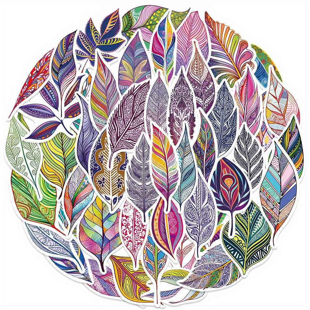 50pcs Cartoon Plant Leaf Stickers for Books Laptops - Cute Decorative Decal