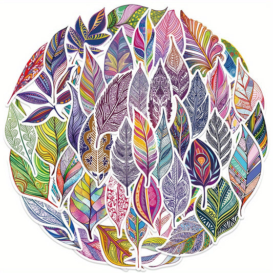 50pcs Cartoon Plant Leaf Stickers for Books Laptops - Cute Decorative Decal