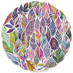 50pcs Cartoon Plant Leaf Stickers for Books Laptops - Cute Decorative Decal