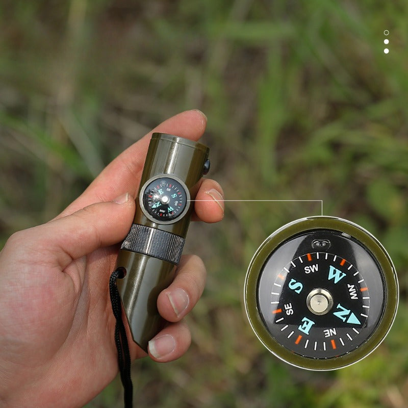 7-In-1 Survival Whistle with Compass & Thermometer