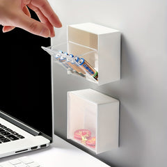 Plastic Wall Mounted Storage Box Cotton Pad Dispenser Organizer