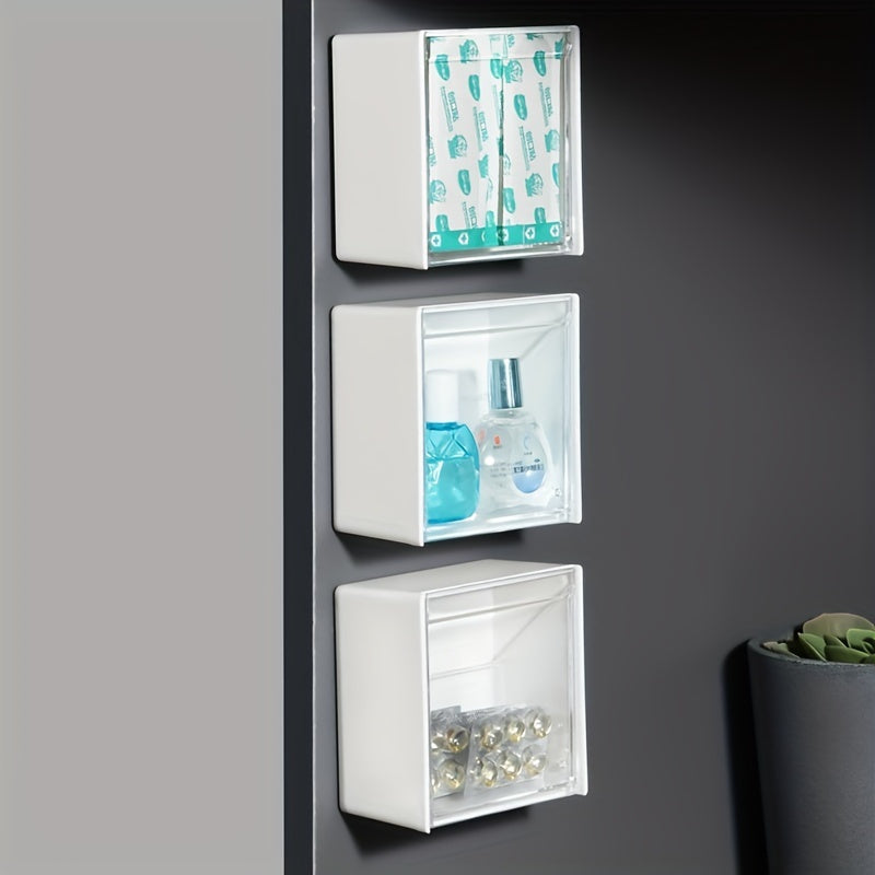 Plastic Wall Mounted Storage Box Cotton Pad Dispenser Organizer