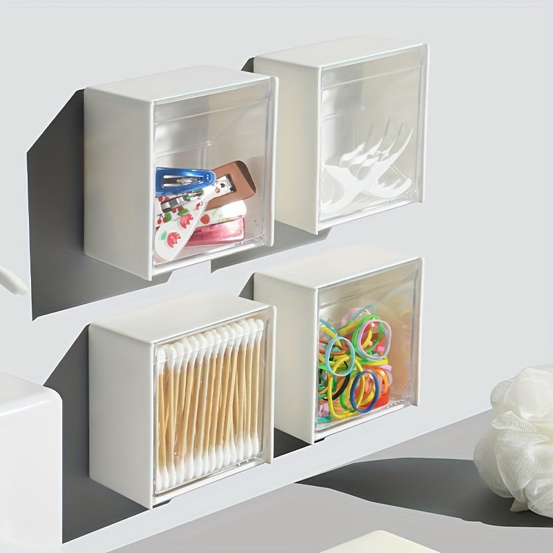 Plastic Wall Mounted Storage Box Cotton Pad Dispenser Organizer